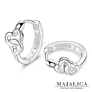 Majalica925純銀耳環925銀耳圈針式耳扣通體體925純銀耳飾心靈相通愛心元素PF7106 無 小耳環一對(內直徑約8MM)