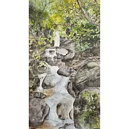 【玲廊滿藝】伍金環-森林內的秘境瀑布95x53cm