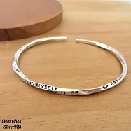 時尚風格英文字母開口式S925純銀手環.手鐲《外鍍專櫃級正白K.附贈禮盒》