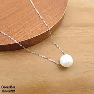 簡約時尚滑動天然珍珠925純銀項鍊 (外鍍專櫃級正白K.女用短鍊)