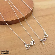 極細緻百搭款式義大利925純銀項鍊.針鍊 (外鍍專櫃級正白K.可調整式項鍊) 方格