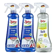 德淨Poliboy浴廁清潔500ml三入組合(全方位除黴菌清潔劑*2/有機浴室水垢清潔劑*1) 除黴+除黴+浴室水垢