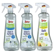 德淨Poliboy浴廁清潔500ml三入組合(有機玻璃清潔劑*2/有機浴室水垢清潔劑*1) 玻璃+玻璃+浴室水垢