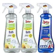 德淨Poliboy浴廁清潔500ml三入組合(有機浴室水垢清潔劑*2/全方位除黴菌清潔劑*1) 浴室水垢+浴室水垢+除黴