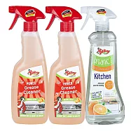 德淨Poliboy廚房清潔500ml三入組合(強力除油清潔劑*2/有機廚房清潔劑*1) 除油垢+除油垢+廚房
