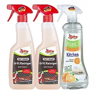 德淨Poliboy廚房清潔500ml三入組合(烤盤清潔劑*2/有機廚房清潔劑*1) 烤盤+烤盤+廚房