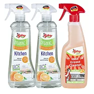 德淨Poliboy廚房清潔500ml三入組合(有機廚房清潔劑*2/強力除油清潔劑*1) 廚房+廚房+除油垢