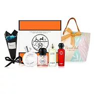 HERMES 愛馬仕 小香禮盒[7.5mlX4香水+提袋+花束]-國際航空版-情人節獻禮