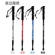 【OMORY】超輕量鋁合金三節伸縮避震登山杖-直立握把(4色)- 黑色
