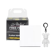 [時代中西畫材]澳洲 Chroma 專家級流動壓克力 Free Flow 6色 / 60ml (15cm小畫布+流體熊鑰匙圈 套組)