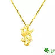 幸運草金飾 飛鳳騰達黃金墜子 送玫瑰鋼項鍊
