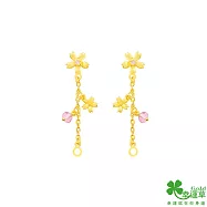 幸運草金飾 甜蜜花期黃金/水晶耳環