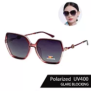 【SUNS】Polarized 時尚大框名媛款祕戀綴飾 淑女偏光 大框顯小臉 S302 輕量/防眩光/抗UV400 玫瑰紅