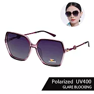 【SUNS】Polarized 時尚大框名媛款祕戀綴飾 淑女偏光 大框顯小臉 S302 輕量/防眩光/抗UV400 夢幻紫