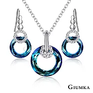 GIUMKA白K飾-項鍊耳環套組甜蜜佳人採施華洛世奇水晶元素 精鍍正白K 紫色/藍綠任選 MN00709 無 藍綠色項鍊耳環套組