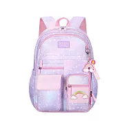 【EZlife】星空亮彩減壓寬背帶學生書包(適合小學1~6年級) 紫色