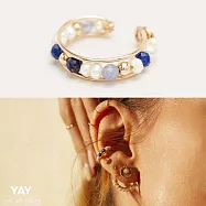 YAY You Are Young 法國品牌 Queen 珍珠青金石耳環 金色豆豆耳骨夾