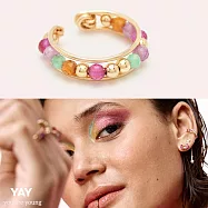 YAY You Are Young 法國品牌 Queen 九重葛彩寶耳環 金色豆豆耳骨夾