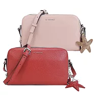 LA BAGAGERIE Anouck系列海星牛皮雙層拉練斜背包(大) 粉膚