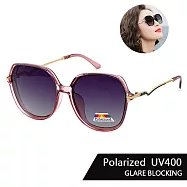 【SUNS】Polarized 時尚精緻鑲鑽造型 淑女偏光墨鏡 大框顯小臉 S305 輕量/防眩光/抗UV400 透粉色