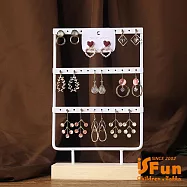 【iSFun】金屬實木*耳環飾品展示收納架/三層小號白色