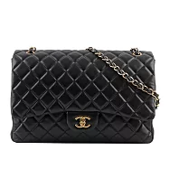 CHANEL 金釦小羊皮 MAXI JUMBO COCO 口蓋包_展示品 (黑色)