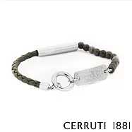 【Cerruti 1881】限量2折 義大利經典編織圓珠不銹鋼吊牌手環 全新專櫃展示品(CB0303 墨綠色)
