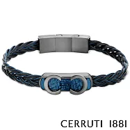 【Cerruti 1881】限量2折 義大利經典編織不銹鋼扣手環 全新專櫃展示品(CB0403 藍黑色)