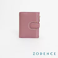 ZODENCE LIS進口牛皮三層短夾 藕紫