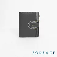 ZODENCE LIS進口牛皮三層短夾 鐵灰