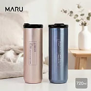 買一送一【Maru 丸山製研】100%無塑鈦陶瓷輕量保溫杯720ml(真陶瓷杯蓋/直飲杯/環保杯/可裝大杯飲品) 科技藍+奶油金