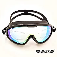 TRANSTAR 大眼罩泳鏡 抗UV防霧純矽膠(一體成形) 黑色