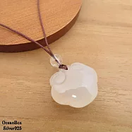 祥雲如意天然白玉髓可調式棕色繩項鍊