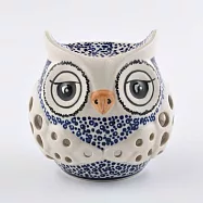 波蘭陶 月墜星空系列 貓頭鷹燭台 波蘭手工製