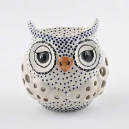 波蘭陶 純淨物語系列 貓頭鷹燭台 波蘭手工製