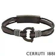 【Cerruti 1881】限量2折 義大利經典編織雙繩不銹鋼皮革手環 全新專櫃展示品(CB2103 黑咖啡色)