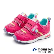 MOONSTAR 四大機能3E寬楦速乾中童童鞋 19 粉