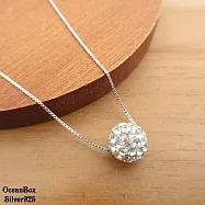 16吋.18吋。閃亮球球義大利細方格925純銀項鍊 OB1677 (B) (外鍍專櫃級正白K.女用短鍊) 16吋40CM