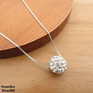 16吋.18吋。閃亮球球義大利細方格925純銀項鍊 OB1677 (B) (外鍍專櫃級正白K.女用短鍊) 18吋45CM