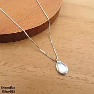 可愛虹光月光石透明水滴細方格925純銀項鍊 (外鍍專櫃級正白K.女用短鍊)