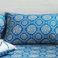 【麗塔寢飾】40支紗精梳棉 美式信封枕套組 森林之歌 藍圓