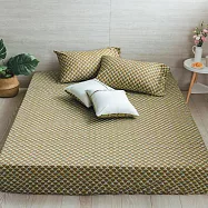 【麗塔寢飾】40支紗精梳棉 單人床包枕套二件組 森林之歌 綠格