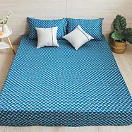 【麗塔寢飾】40支紗精梳棉 單人床包枕套二件組 森林之歌 藍格