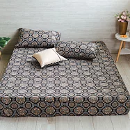 【麗塔寢飾】40支紗精梳棉 單人床包枕套二件組 森林之歌 黑圓