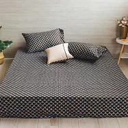 【麗塔寢飾】40支紗精梳棉 雙人特大床包枕套三件組 森林之歌 黑格