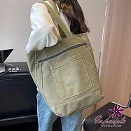 【iSPurple】純色口袋*大容量帆布手提肩背包/ 軍綠