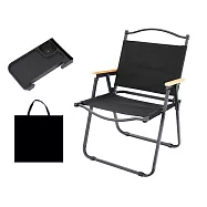 [野一夏] 露營休閒折疊椅特大款|加厚骨架 附置物架 輕量好收納 克米特風椅 鋁合金黑