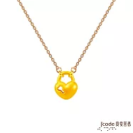 J&rsquo;code真愛密碼金飾 一生鎖愛(雙面)硬金墜子+玫瑰金色鋼項鍊-小