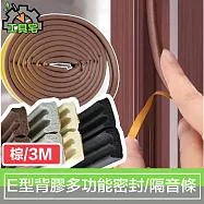 工具宅 E型背膠多功能門窗縫密封條/防撞/防塵/防蟲/隔音條 棕/3M