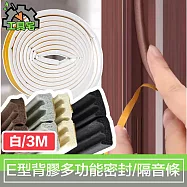 工具宅 E型背膠多功能門窗縫密封條/防撞/防塵/防蟲/隔音條 白/3M